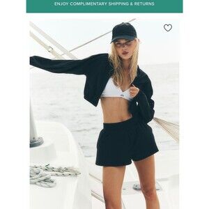 ALO Yoga Cropped Breezy Full-Zip Cover Up - Black XXS